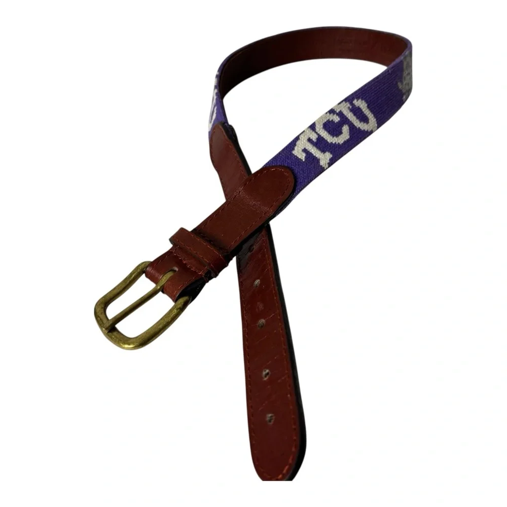 SMATHERS & BRANSON TCU Texas Christian University Needlepoint Belt kids Size M